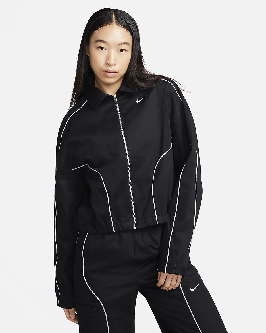 Black and white nike jacket women's hotsell